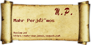 Mahr Perjámos névjegykártya